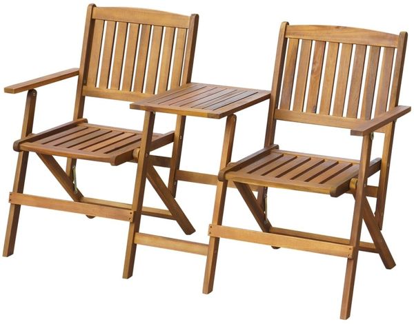 vidaXL Gartenbank Klappbar mit Teetisch 140 cm Massivholz Akazie 42654