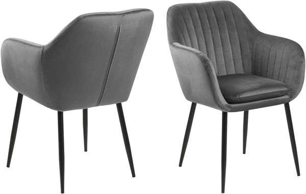 Armlehnstuhl >Emilia< in Grau, Polyester, Stahl - 57x83x61cm (BxHxT)
