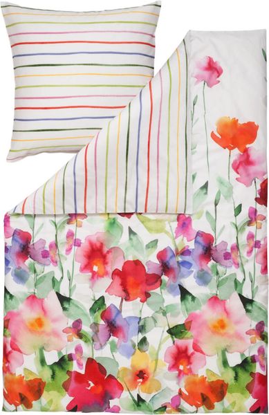 Estella Bettwäsche Aquarell 4703 985 multi Mako Satin 155 x 220 + 80 x 80 cm