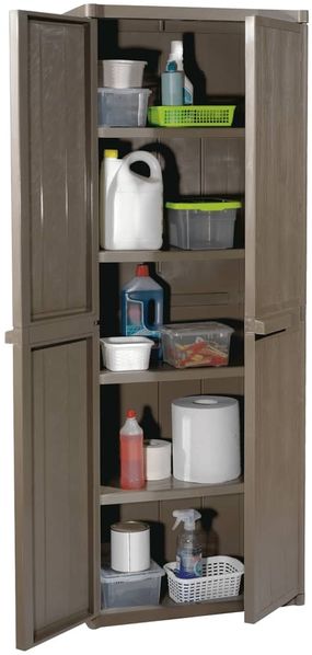 vidaXL Gartenschrank Braun 65x45x172 cm PP Holz-Optik 151240 Bild 3