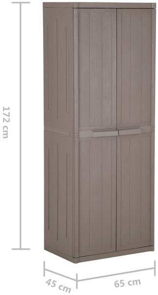 vidaXL Gartenschrank Braun 65x45x172 cm PP Holz-Optik 151240 Bild 9