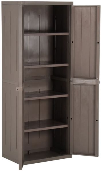 vidaXL Gartenschrank Braun 65x45x172 cm PP Holz-Optik 151240 Bild 5
