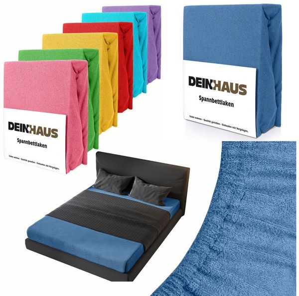 DH DEIN. HAUS Spannbettlaken Frottee SOFT, Baumwolle, Gummizug: rundum, (1 Stück), weich saugfähig atmungsaktiv Rundumgummi formstabil bis 20 cm