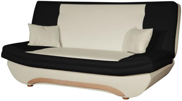 Klick-klack-Sofa Schlafsofa GIANA in Kunstleder Creme-Schwarz