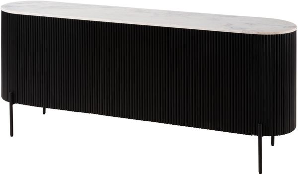 Sideboard Mango 180x40x76 schwarz lackiert / Marmor weiß BARCELONA #101