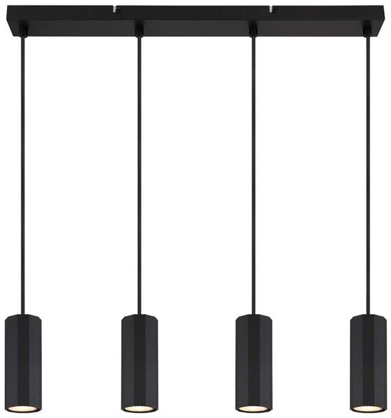 Hängeleuchte, schwarz matt, 4 flammig, H 120 cm Bild 5