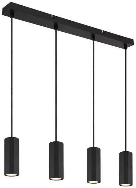 Hängeleuchte, schwarz matt, 4 flammig, H 120 cm