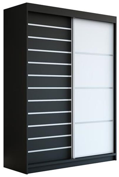 Schwebetürenschrank COLIN 2-türig Schrank 160 cm Farbe: Schwarz , weiß