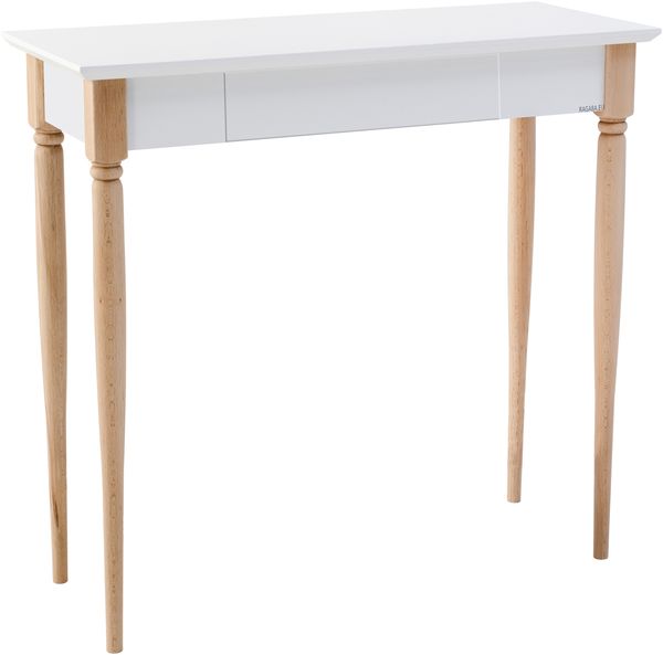 Ragaba kleiner Schreibtisch mit Schublade, MDF & Massives Buchenholz, 65x40 cm, Weiß