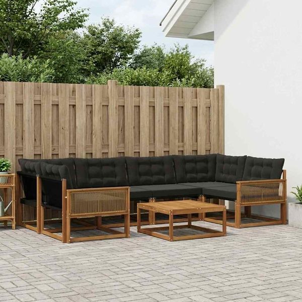 vidaXL Outdoor-Sofagarnitur mit Kissen 7 pcs Natürlich und Schwarz 3381284