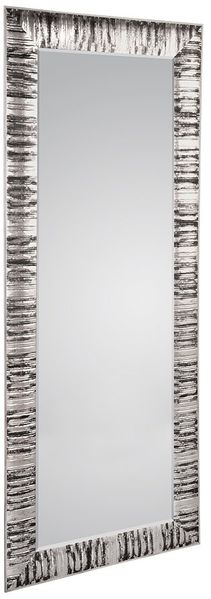 Spiegel Nadja, Glas, Kunststoff, Silber, Schwarz, Verspiegelt, 90 x 190 x 2 cm