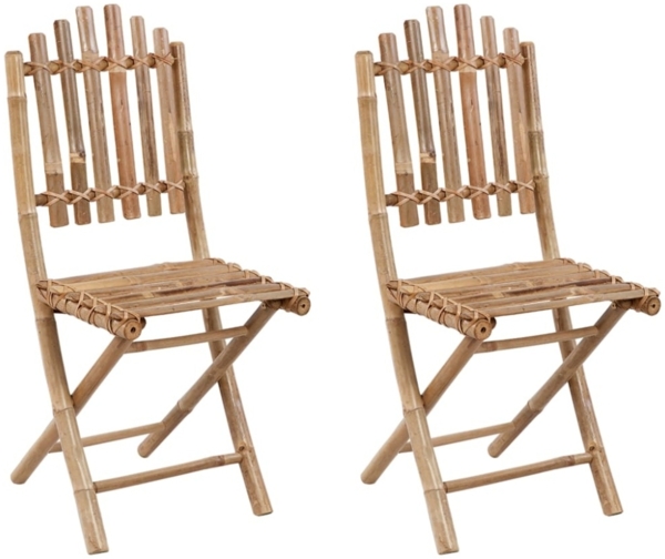 vidaXL Klappbare Gartenstühle 2 Stk. mit Kissen Bambus 3064012 Bild 3