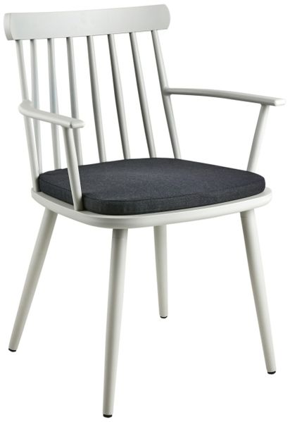 Gartenstuhl Winsor mit Armlehne aus Aluminium, klassisch gepolstert, hellgrau, inkl. Kissen