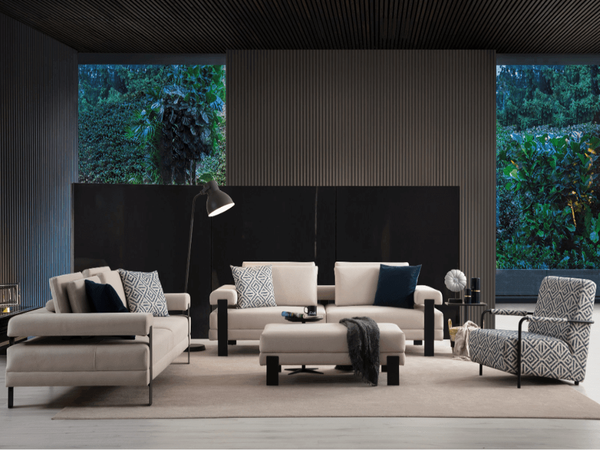 Sitzgruppe/Sofa Set - Wohnzimmergarnitur "Heliotrope" 3+3+1+1-ohne Hocker Beige
