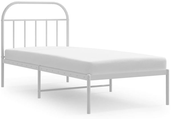 Einzelbettgestell Design für Erwachsene mit Kopfteil Metall Weiß 90x190 cm d2981e