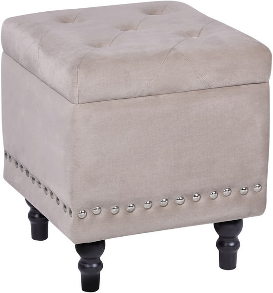 Pouf LORETTO Beige Samtstoff 37 cm 37 cm