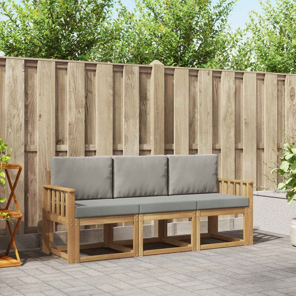 vidaXL Outdoor-Sofagarnitur 3 pcs Weiß und Hellgrau 189,5 x 63 x 73 cm 3387170