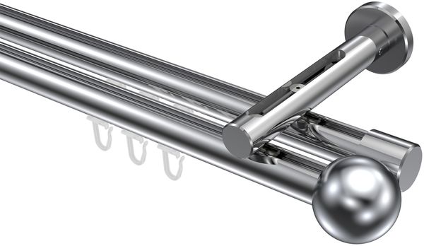 Innenlauf-Gardinenstangen-Set Siteno Luino 100 cm, 2-läufig, 20 mm Ø Chrom