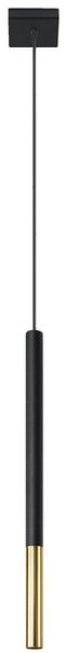 LED Pendelleuchte, Stahl, schwarz-gold, H 110 cm