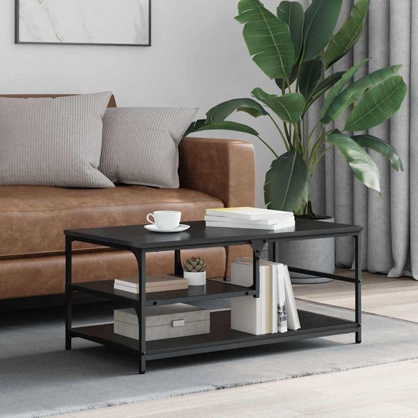 vidaXL Couchtisch Schwarz Eichen-Optik 90 x 49 x 40 cm Holzwerkstoff 886245