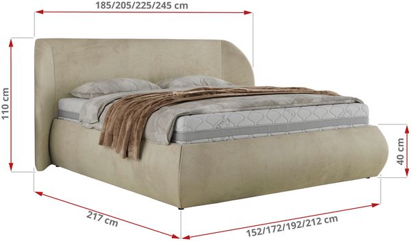 Polsterbett mit Lattenrost, Doppelbett Bettkasten, Bettgestell mit Gasdruckfeder Foam Matratze - CAELA CLASSIC - 140 x 200 cm - Beige Velvet - MIRO LUX Bild 4