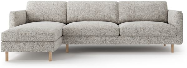 Micadoni Ecksofa Eden 4-Sitzer Links Strukturierter Stoff Beige Melange