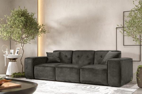 Sofa Designersofa CESINA 3-Sitzer in Stoff Gobi (Vintage Look) Anthrazit