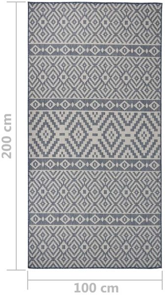 vidaXL Outdoor-Teppich Flachgewebe 100x200 cm Blau Gestreift 340836 Bild 5