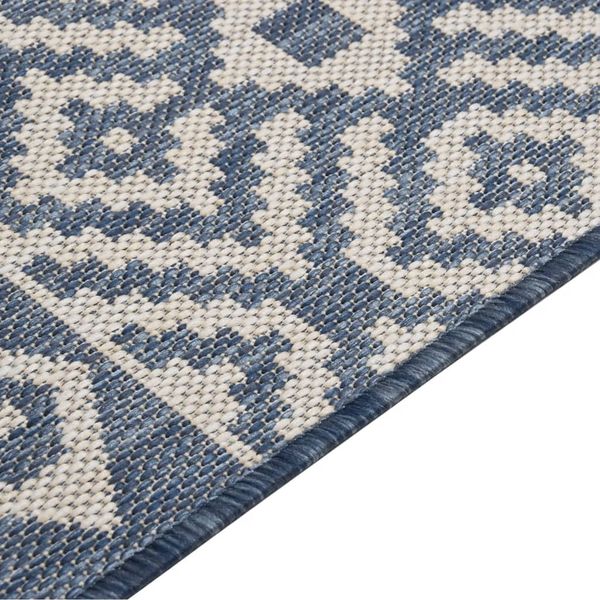 vidaXL Outdoor-Teppich Flachgewebe 100x200 cm Blau Gestreift 340836 Bild 3