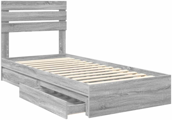 vidaXL Aufbewahrungsbett Graues Sonoma 90x200 cm Holzwerkstoff 3411598 Bild 4