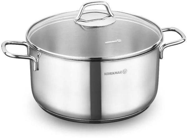 Korkmaz Perla Kochtopf aus hochwertigem 18/10-Edelstahl - 26 x 13 cm - 6,8 Liter