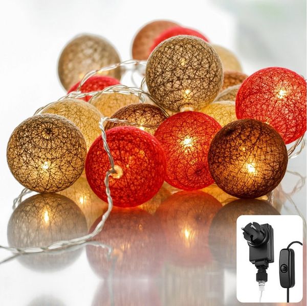 COZY HOME LED-Lichterkette Cotton Balls - Strombetrieben, 20 LED I 6m I Warmweiße LED-Cotton Ball I Hausbett Bunt Deko