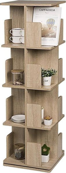 EUGAD Bücherregal, 1-tlg, drehbares Standregal Dekoregal mit 4 Ebenen, MDF Bild 3