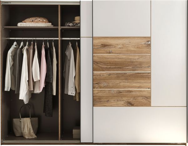 Schwebetürenschrank >Jump< in Eiche dunkel Dekor / Weiß - 270x210x62,4 (BxHxT) Bild 4