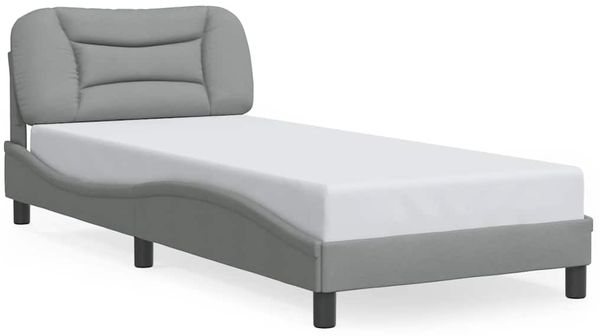 Einzelbettgestell Design für Erwachsene ohne Matratze Hellgrau 90x190 cm Stoff d5010e