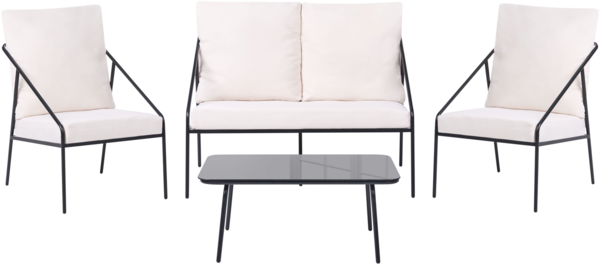 Lounge Set mit Tisch 4-Sitzer USTICA Metall Schwarz