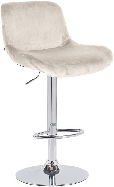 CLP Barhocker Solon Chrom höhenverstellbar und drehbar mit Rückenlehne,creme Samt