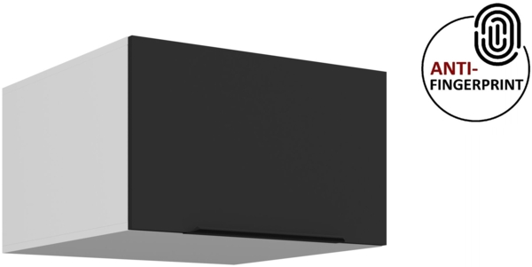 Küchen Aufsatzschrank 60 cm ARIA Schwarz ultra matt + Weiss matt, hochwertige Fronten mit Anti Fingerprint Beschichtung Küchenzeile Küchenblock