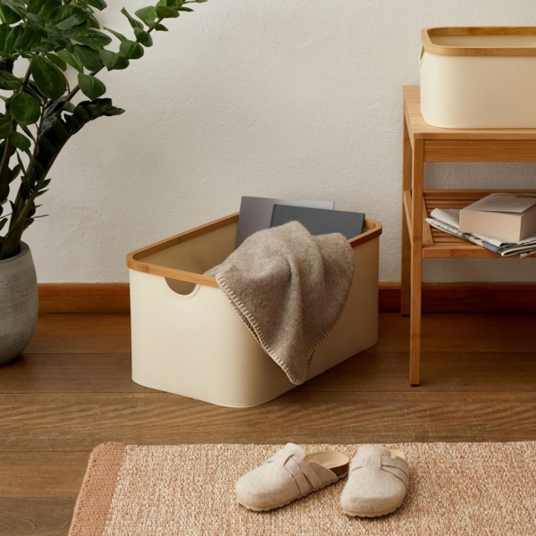 Lumaland Bambus-Aufbewahrungsbox rechteckig 3er-Set Taupe Bild 2