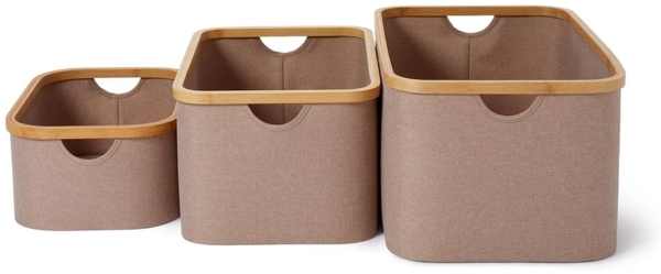 Lumaland Bambus-Aufbewahrungsbox rechteckig 3er-Set Taupe Bild 6