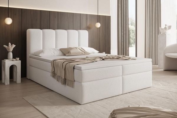 Compleo Boxspringbett COZYS mit 2 Bettkasten, Bonell-matratze und Topper als Option (TOPSELLER, MADE IN EU), Doppelbett boucle, Elegant Schlafzimmer
