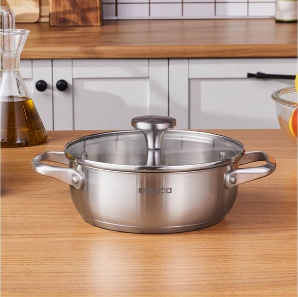 Karaca Kochtopf Karaca Elite Edelstahl-Kasserolle Flach 16 cm