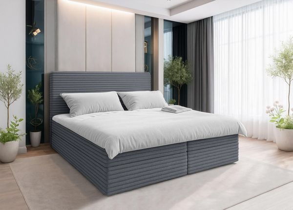 AX LIVING Grau Bett Sevdayla Boxspringbett mit Bettkasten 180x200 cm