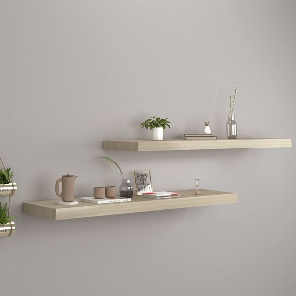vidaXL Schweberegale 2 Stk. Eichen-Optik 90x23,5x3,8 cm MDF 323881