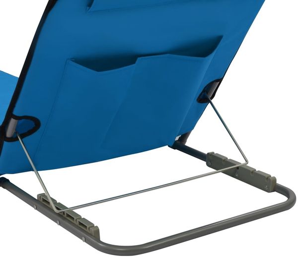 vidaXL Klappbare Strandmatte 2 Stk. Stahl und Stoff Blau 44327 Bild 5