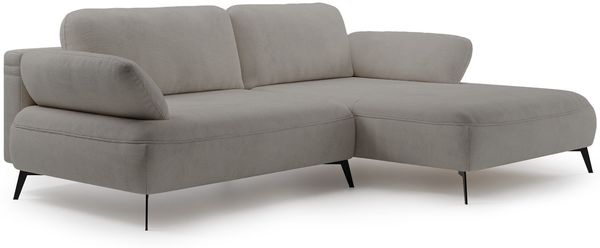 Selsey 'Avolla' Ecksofa mit Schlaffunktion, Bettkasten und hydrophober Chenille, rechtsseitig, Graubeige