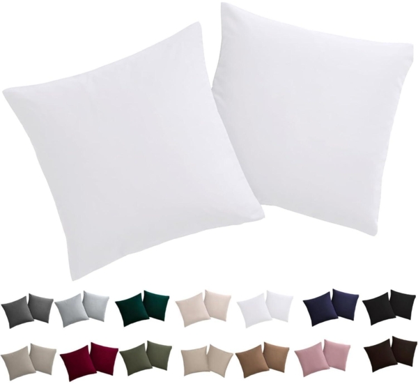 Soifox Kissenbezug 40x40 2er Set Weiß Mikrofaser bügelfrei Reißverschluss