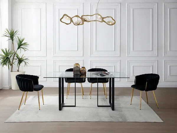 Vente-unique - NILESA Esstisch Glas TransparentSchwarz - B 90 cm x H 75 cm x L 180 cm