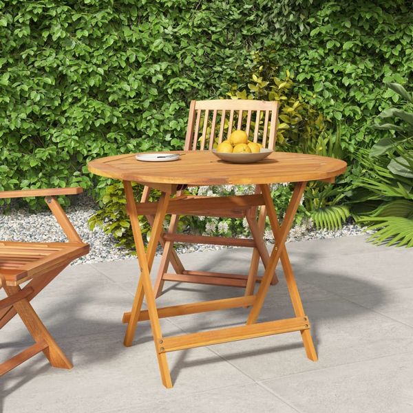 Klappbarer Gartentisch, Balkontisch Ø 90x75 cm Massivholz Akazie