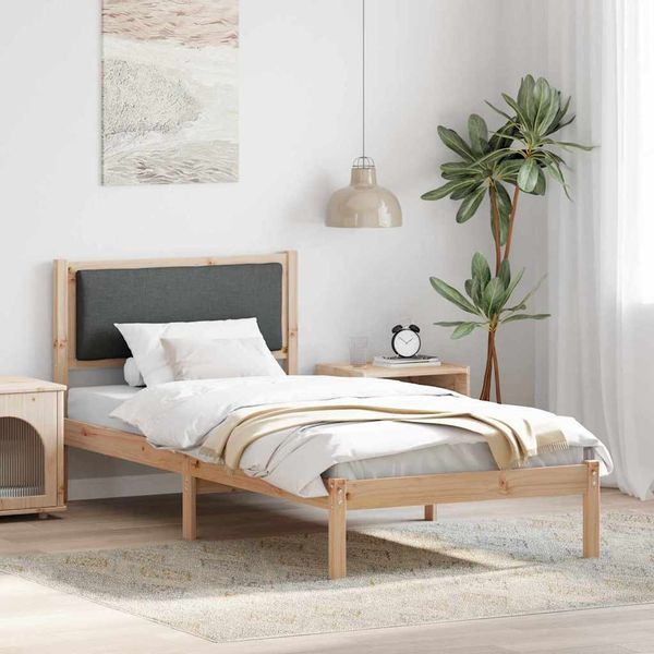 vidaXL Bettrahmen Dunkelgrau 90 x 190 cm Massives Kiefernholz 878155